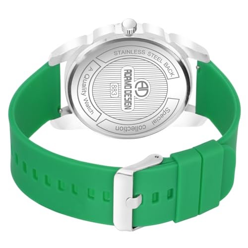 ADAMO Silicone Designer Green Round Dial Day & Date Men's & Boy's Analog Watch 883SGI16 - Image 4
