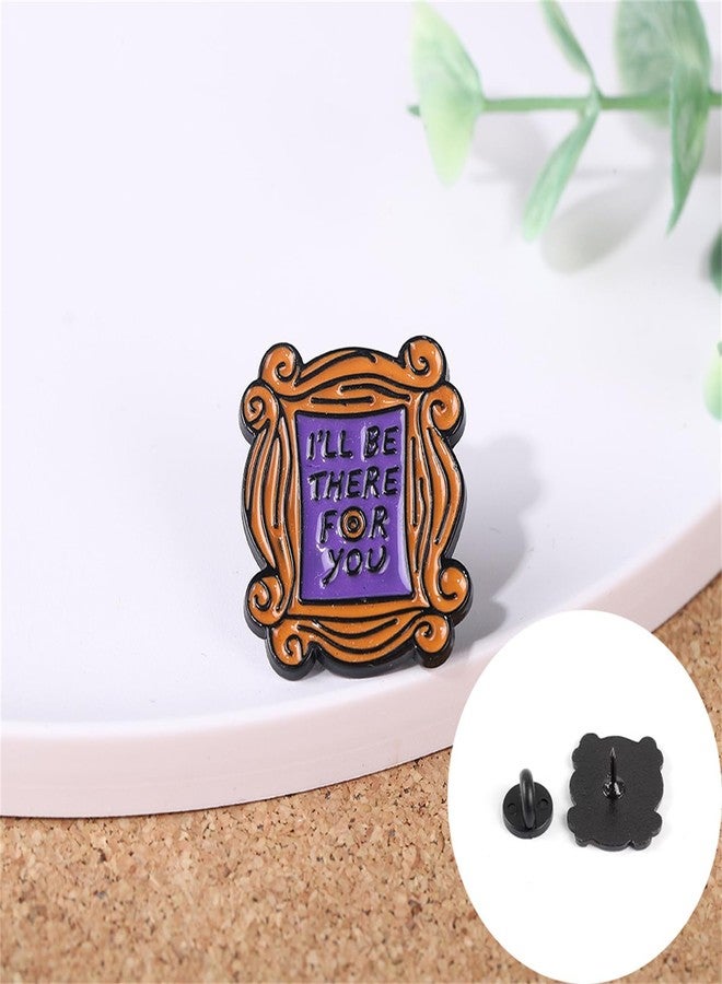 WCRAZYE Friends Earrings Necklace Brooch Set for Women Unique Yellow TV Show Merchandise Friend Themed Frame Necklace Monica Peephole Door Frame Dangle Drop Earring 90s Themed Jewelry Gift (Friend Jewelry Set) - Image 5
