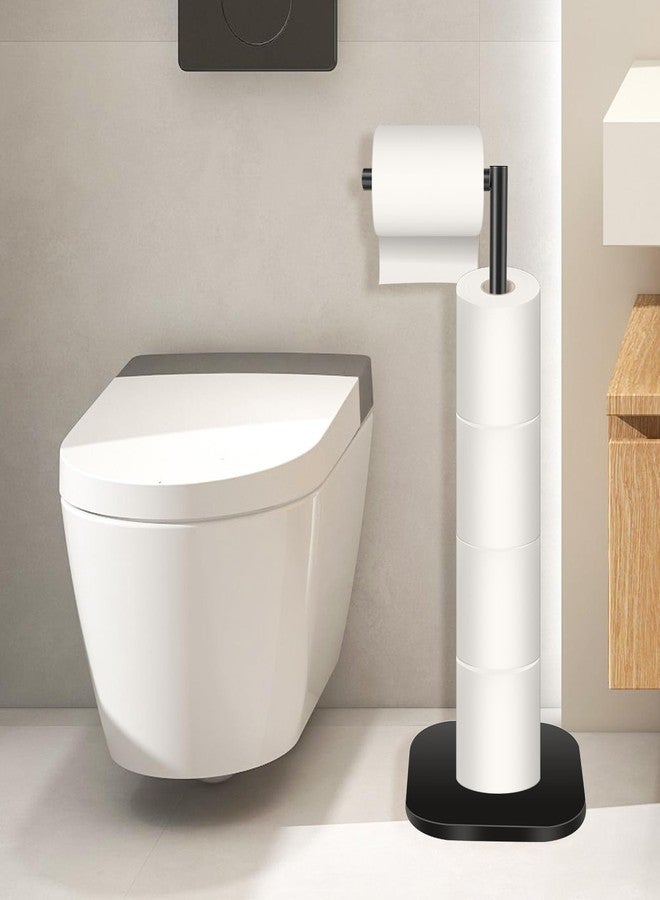 OGGZAQA Toilet Paper Holder Stand Freestanding - Matte Black Stainless Steel Bathroom Storage Organizer - Non-Slip Rust Proof Tissue Roll Dispenser for Bathroom - Image 2