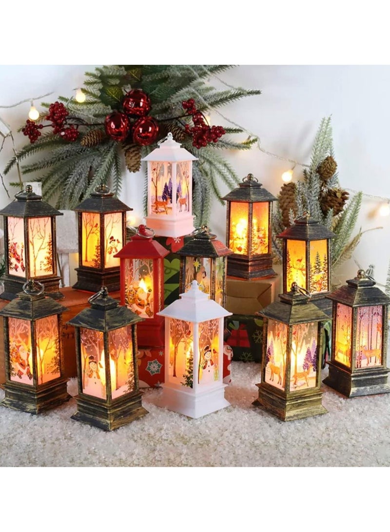 BLUE CORAL 12 Pcs Led Candles Tea Light Snowman Hanging Lanterns Decor Props Ornament Gifts Night Lamp White  - Image 1