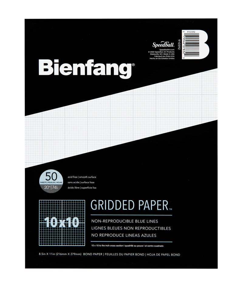 Bienfang Designer Grid Graph Paper Pad 10x10 Cross Section 85 x 11 Inches 50 Sheets