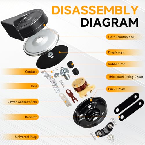 FARBIN Car Horn Compatible with Toyota/Lexus/Subaru etc. 12V Waterproof Auto Horn Loud High/Low Tone Electric Snail Horns with Protective Grill (black horn with plug for Toyota) - Image 5