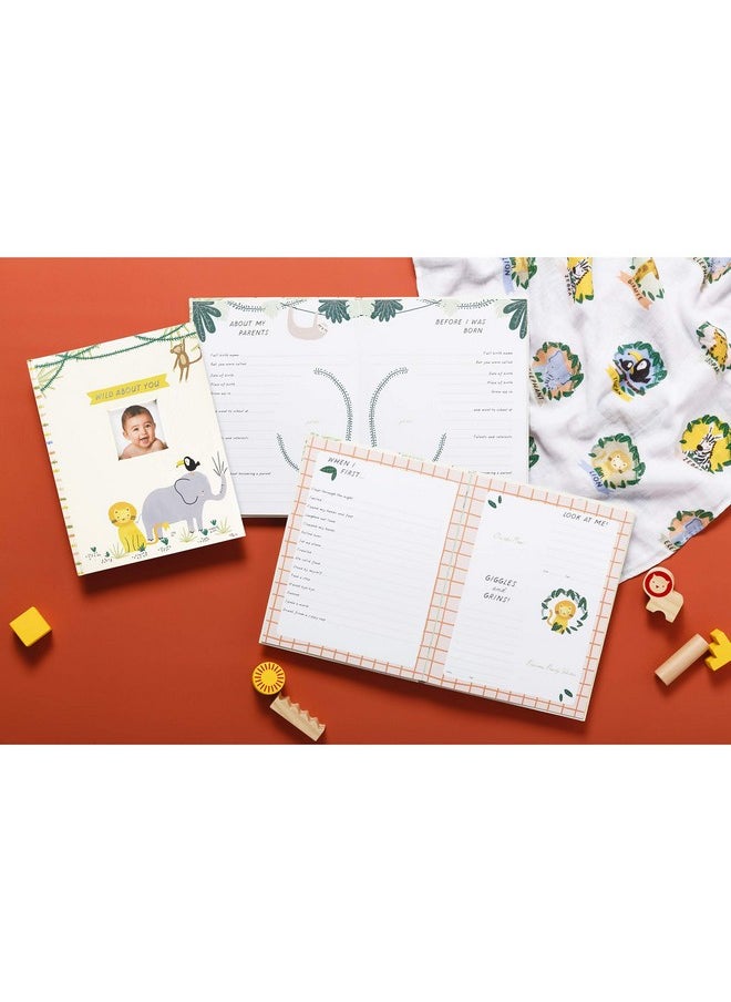 C.R. Gibson B24822583 Baby Book With Gift Box "Wild About You" Zoo Animal 8.75'' W X 11.25'' H  - Image 5