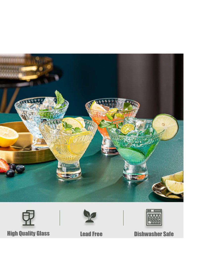Stemless Martini Glasses, 3 Pcs Vintage Cocktail Glasses, Martini Glassware, Elegant Stemless Glassware, Crystal Margarita Glasses, for Dringking Ideal Gift