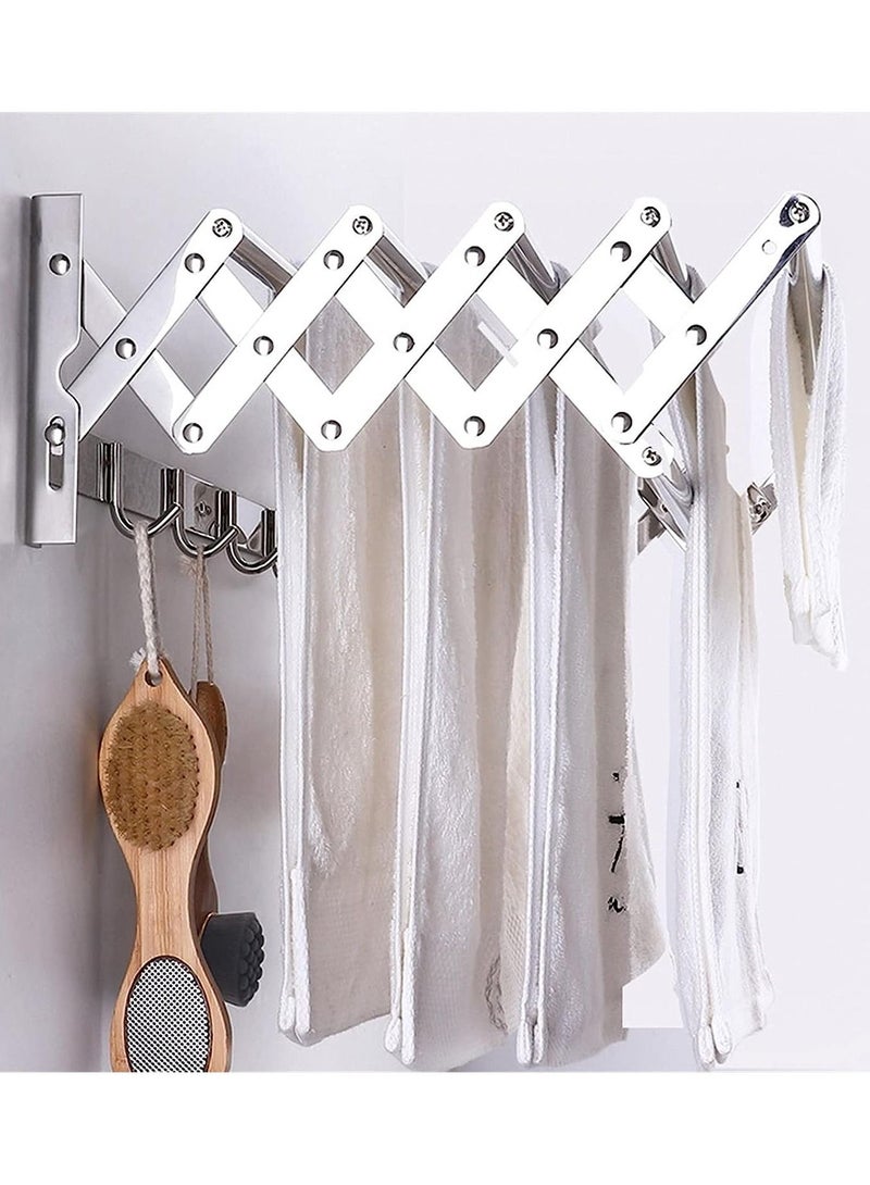 DubaiGallery Clothes Horse Wall Mounted Clotheshorse Clothes Drying Rack With 4 Rungs For Hanging Clothes With Extendable Properties For Balcony Bathroom - Image 4