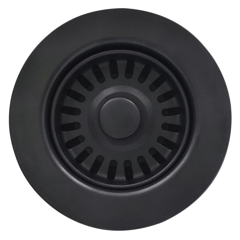 EADOT 312 Inch Polymer Black Sink Drain Assembly with Basket Strainer and Stopper for Granite or Fireclay Kitchen Sinks