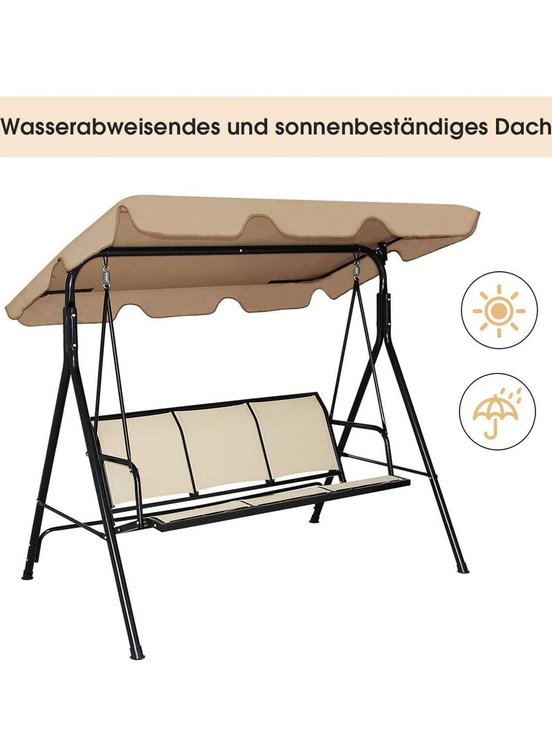 DubaiGallery 12 Garden Swing Bench 3-Seater with Roof Steel Frame  - Image 2