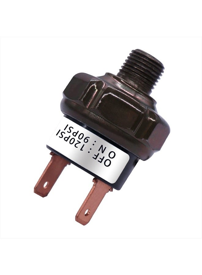 mankk Air Pressure Switch 90-120 PSI Thread 1/8"NPT 24V 12V DC Air Compressor Pressure Switch for Air Horn Train 90-120-1/8"NPT-BK - Image 1