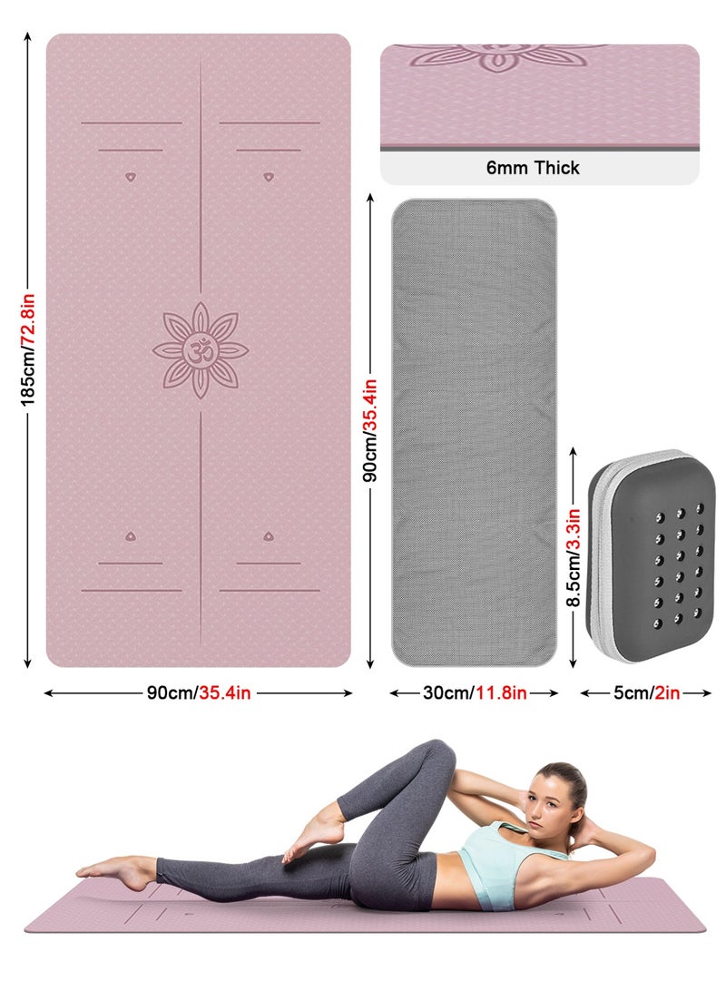 أوربازار بساط يوغا للنساء والرجال، بساط تمارين طويل وعريض جدًا (72 بوصة × 24 بوصة)، يتضمن منشفة تبريد، بيلاتيس، لياقة بدنية، تمارين بدون حذاء، استوديو رياضي منزلي. - Image 2