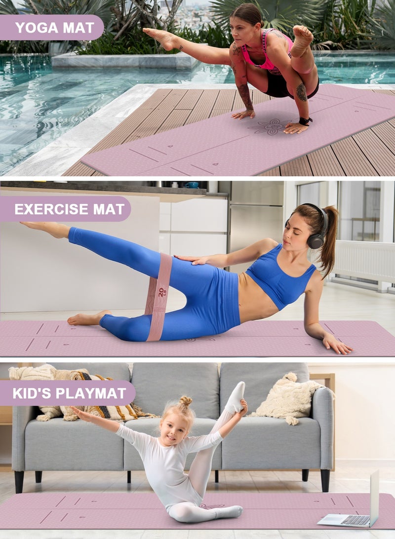 أوربازار بساط يوغا للنساء والرجال، بساط تمارين طويل وعريض جدًا (72 بوصة × 24 بوصة)، يتضمن منشفة تبريد، بيلاتيس، لياقة بدنية، تمارين بدون حذاء، استوديو رياضي منزلي. - Image 4