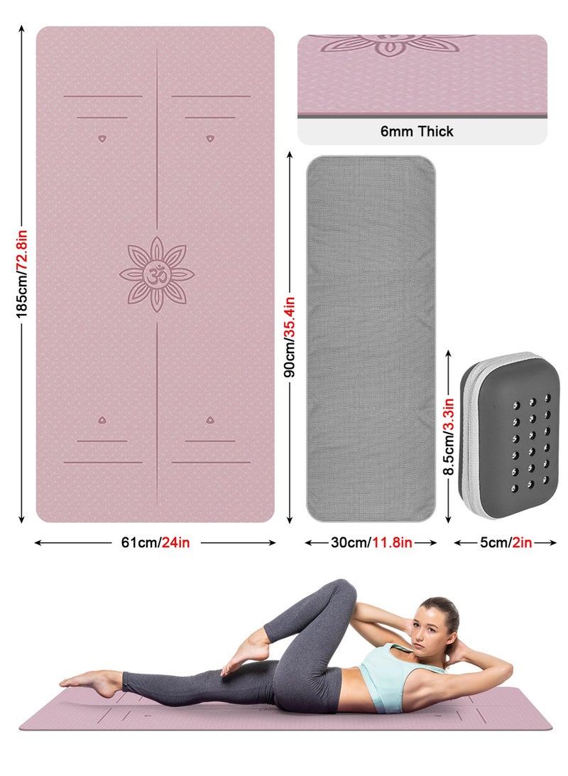 URbazaar Yoga Mat for Women and Men, Extra Long and Wide Exercise Mat(72"x24"), Includes a cooling towel, Pilates, Fitness, Barefoot Workouts, Home Gym Studio - Image 2