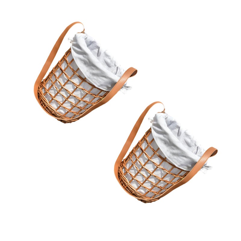 2 pcs Woven Basket with Handle Wedding Party Flower Basket Storage Basket - Image 5