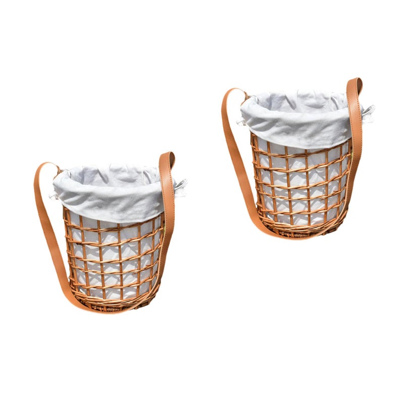 2 pcs Woven Basket with Handle Wedding Party Flower Basket Storage Basket - Image 4