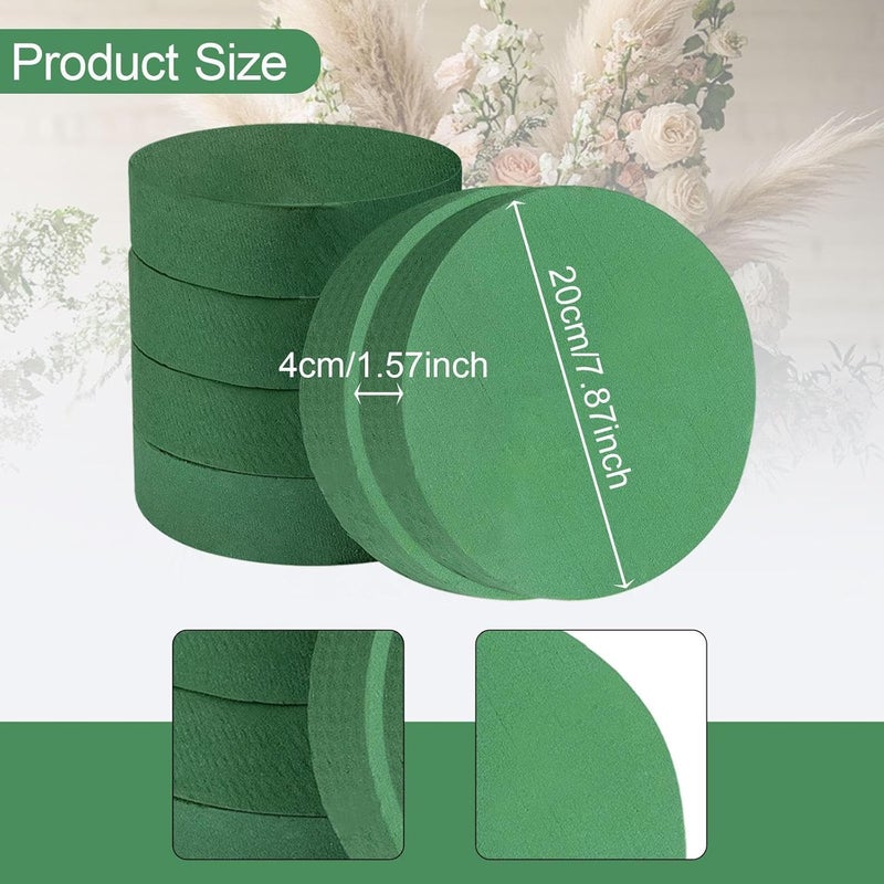 Ercole Round Floral Foam Blocks Flower Arrangement Kit for Fresh or Silk Artificial Flowers Premium Green Plant Foam for Birthday Decoration Party (7.8x1.5 Inch)(Pack of 12) - Image 5