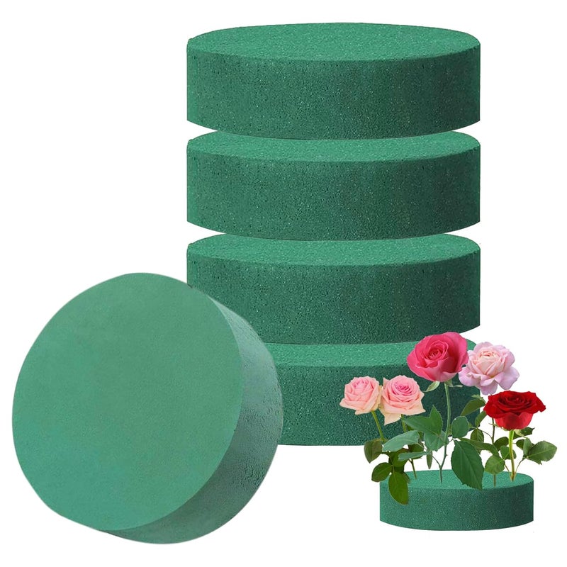 Ercole Round Floral Foam Blocks Flower Arrangement Kit for Fresh or Silk Artificial Flowers Premium Green Plant Foam for Birthday Decoration Party (7.8x1.5 Inch)(Pack of 12) - Image 1