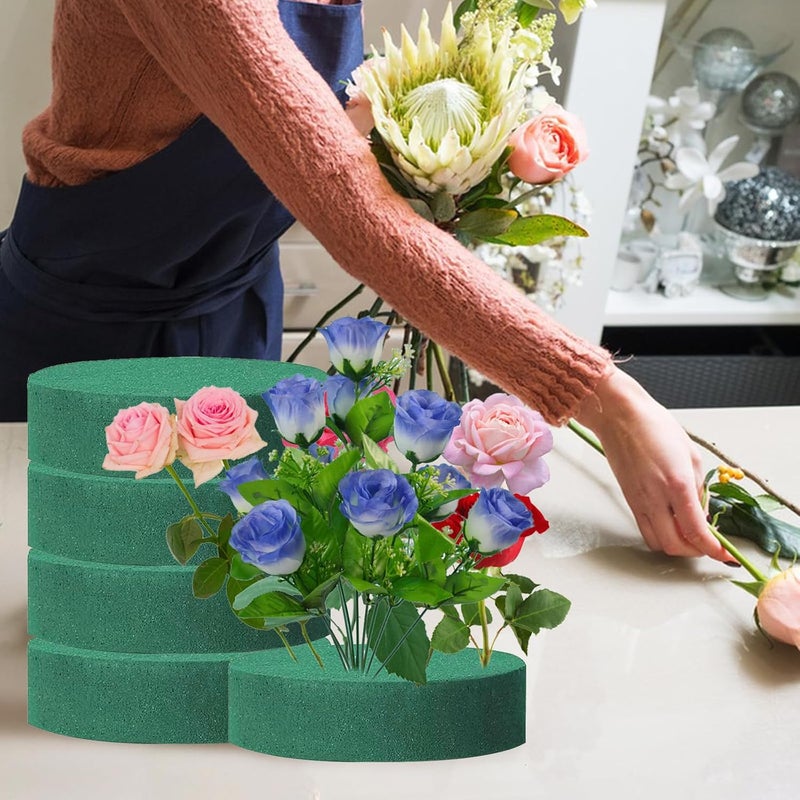 Ercole Round Floral Foam Blocks Flower Arrangement Kit for Fresh or Silk Artificial Flowers Premium Green Plant Foam for Birthday Decoration Party (7.8x1.5 Inch)(Pack of 12) - Image 4