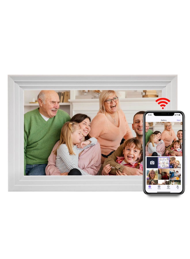 Uhale System 10 Inch Smart WiFi Touch Cloud Photo Frame Digital Photo Frame Electronic Direct Sales-Color:1+32g White Frameo Software - Image 1