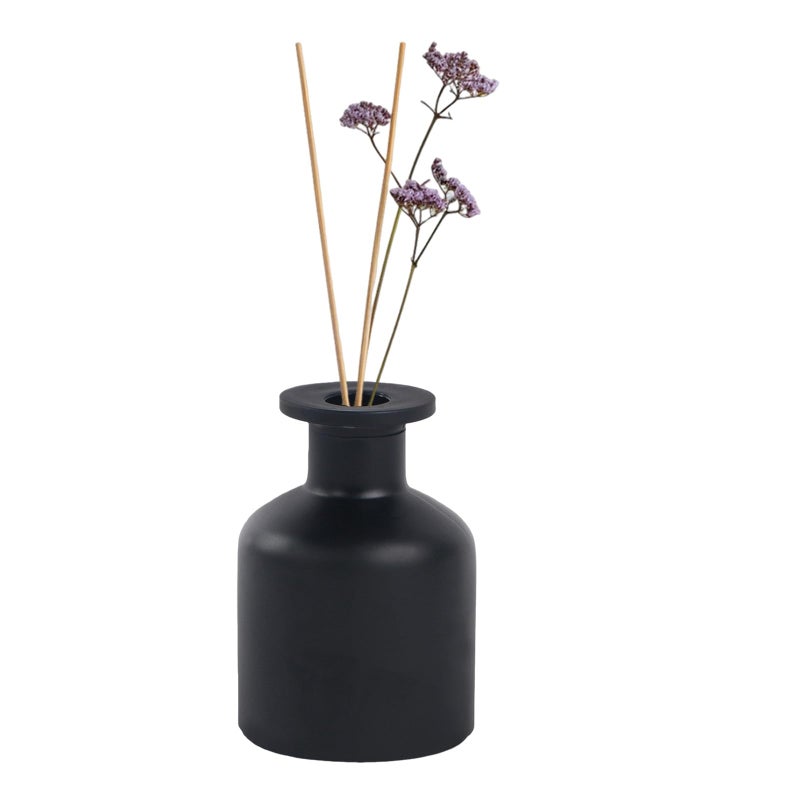 1PCS 150ml5oz Empty Refillable Glass Diffuser Bottle Diffuser Jars Aromatherapy Storage Container Fragrance Accessories Use for DIY Replacement Reed Diffuser Sticks Crafts Decor Black