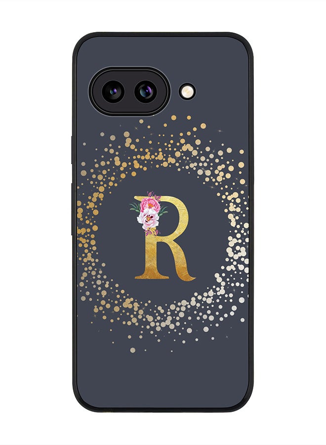 Stylizedd For Google Pixel 9a Case,Slim fit Camera Protection, Shockproof Thin Phone cover  - Custom Monogram Floral - R  (Grey )