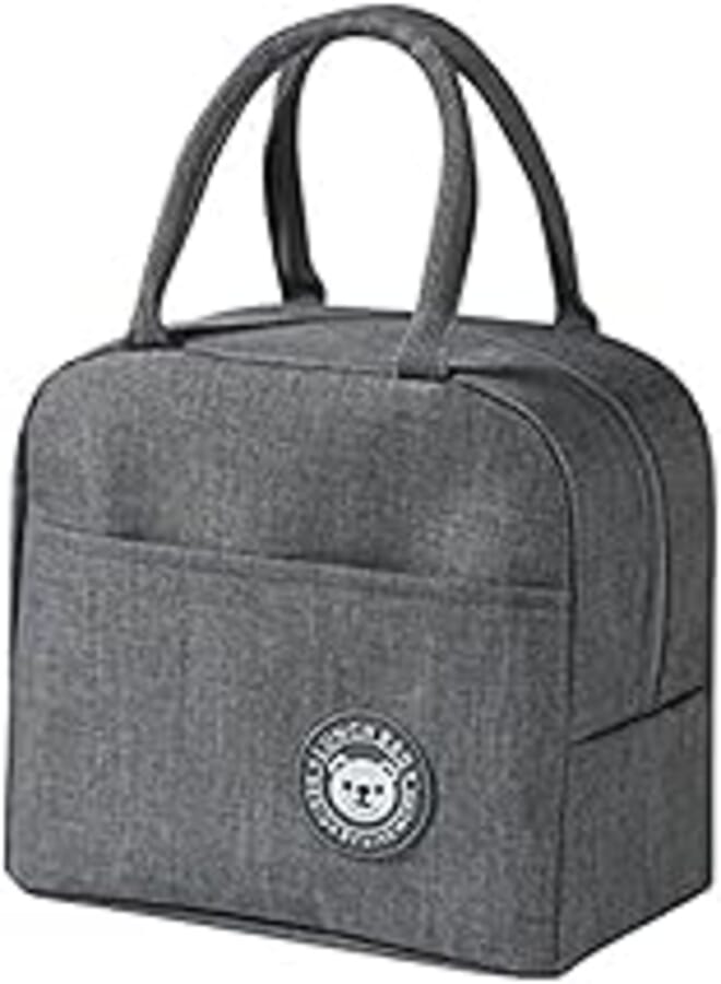 Thermal Lunch Bag for Men and Women, Lunch Box Bags Reusable Insulated, Leakproof Thermal Cooler Bag, Portable bag for School, College, Beach, Picnic, Fishing, Hiking,Travel, Food Storage (Grey) 