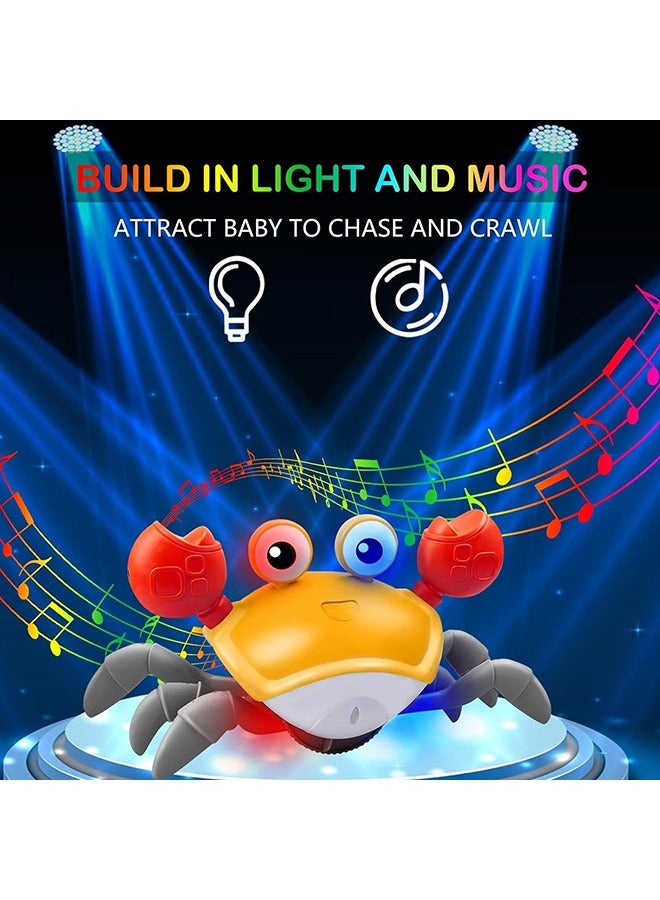 Baby Crawling Crab Musical Toy,Interactive Walking Dancing Toy with Music Sounds  Lights, Automatically Avoid Obstacles,USB Charging Cable Included,Fun Moving Toy for Babies,Toddlers and Kids (Red) - Image 4