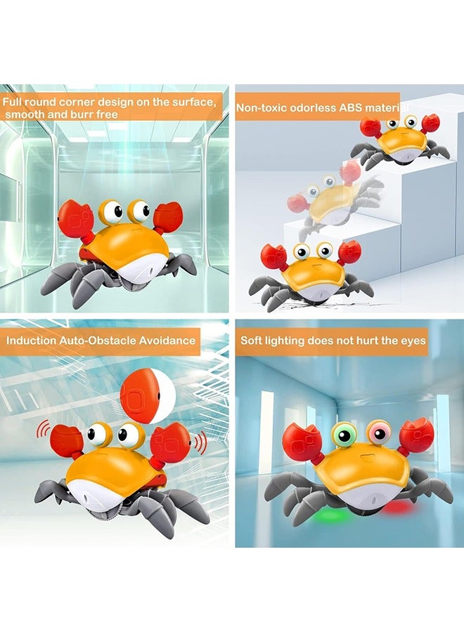 Baby Crawling Crab Musical Toy,Interactive Walking Dancing Toy with Music Sounds  Lights, Automatically Avoid Obstacles,USB Charging Cable Included,Fun Moving Toy for Babies,Toddlers and Kids (Red) - Image 3