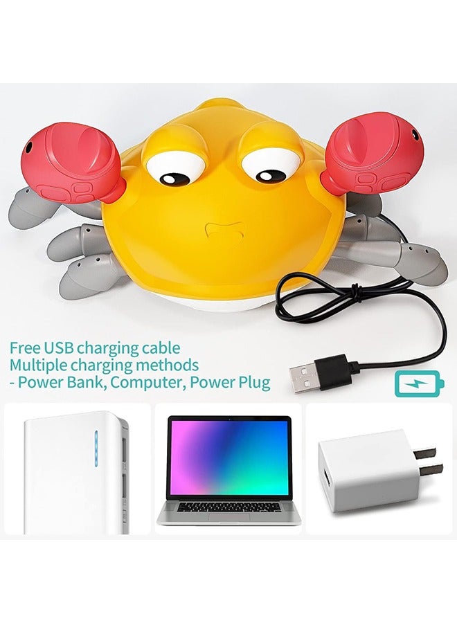 Baby Crawling Crab Musical Toy,Interactive Walking Dancing Toy with Music Sounds  Lights, Automatically Avoid Obstacles,USB Charging Cable Included,Fun Moving Toy for Babies,Toddlers and Kids (Red) - Image 5