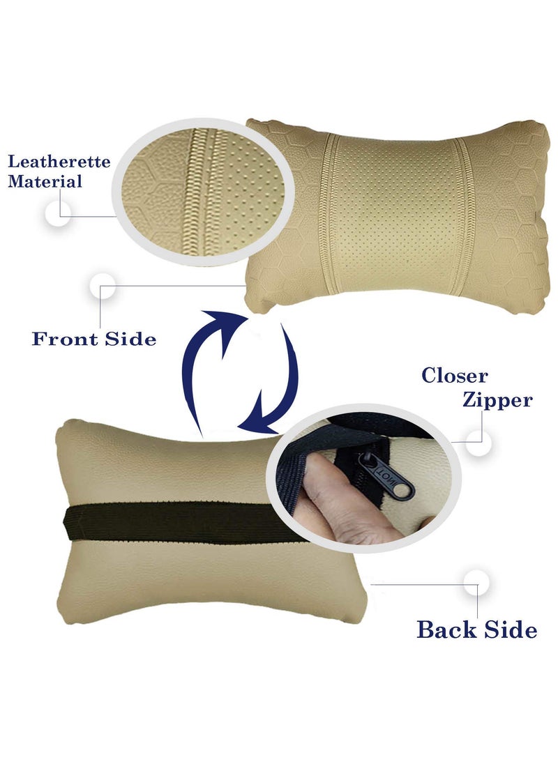 Adroitz Adroitz Beige Car Seat Neck Rest Cushion Pillow in Football PrintSet of 2 for Sportage_PR477  - Image 2