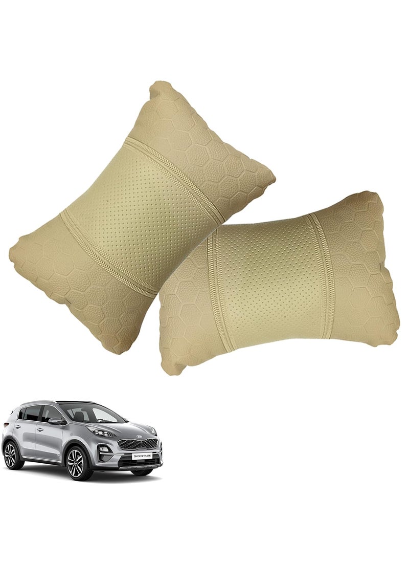 Adroitz Adroitz Beige Car Seat Neck Rest Cushion Pillow in Football PrintSet of 2 for Sportage_PR477  - Image 1