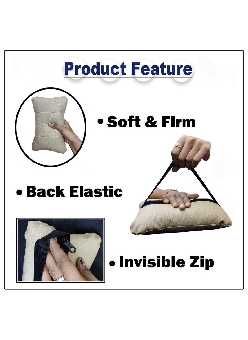 Adroitz Adroitz Beige Car Seat Neck Rest Cushion Pillow in Football PrintSet of 2 for Sportage_PR477  - Image 3