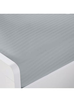 Rest Stripe Fitted Sheet Set Queen 160 X 200+30 Cm+ 2 Pillowcases 50 X 75 Cm Brushed Microfiber Premium Durable Quality Deep Pocket For A Perfect Fit Shrinkage Fade Resistant Silver  - Image 2