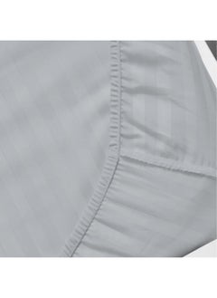 Rest Stripe Fitted Sheet Set Queen 160 X 200+30 Cm+ 2 Pillowcases 50 X 75 Cm Brushed Microfiber Premium Durable Quality Deep Pocket For A Perfect Fit Shrinkage Fade Resistant Silver  - Image 3
