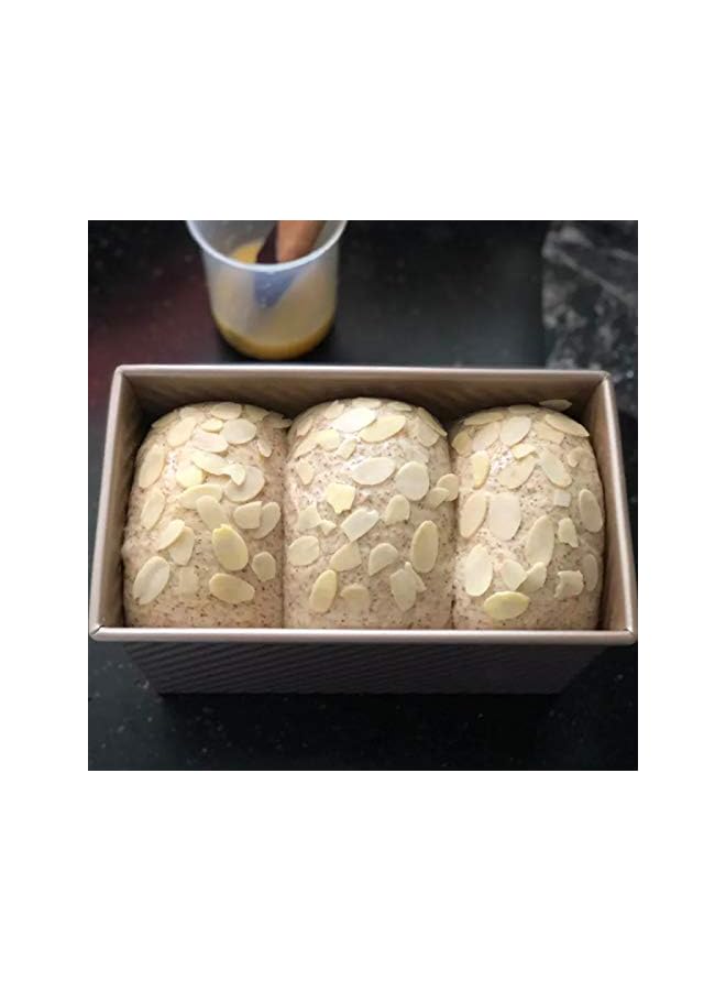 مقلاة مع غطاء قالب خبز توست ذهبي مستطيل من الفولاذ الكربوني غير لاصق صندوق خبز توست (8 × 5 × 4.5 بوصة) - Image 3