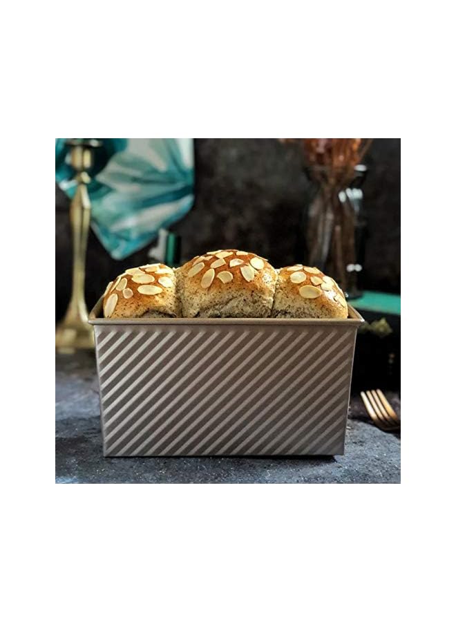 مقلاة مع غطاء قالب خبز توست ذهبي مستطيل من الفولاذ الكربوني غير لاصق صندوق خبز توست (8 × 5 × 4.5 بوصة) - Image 5