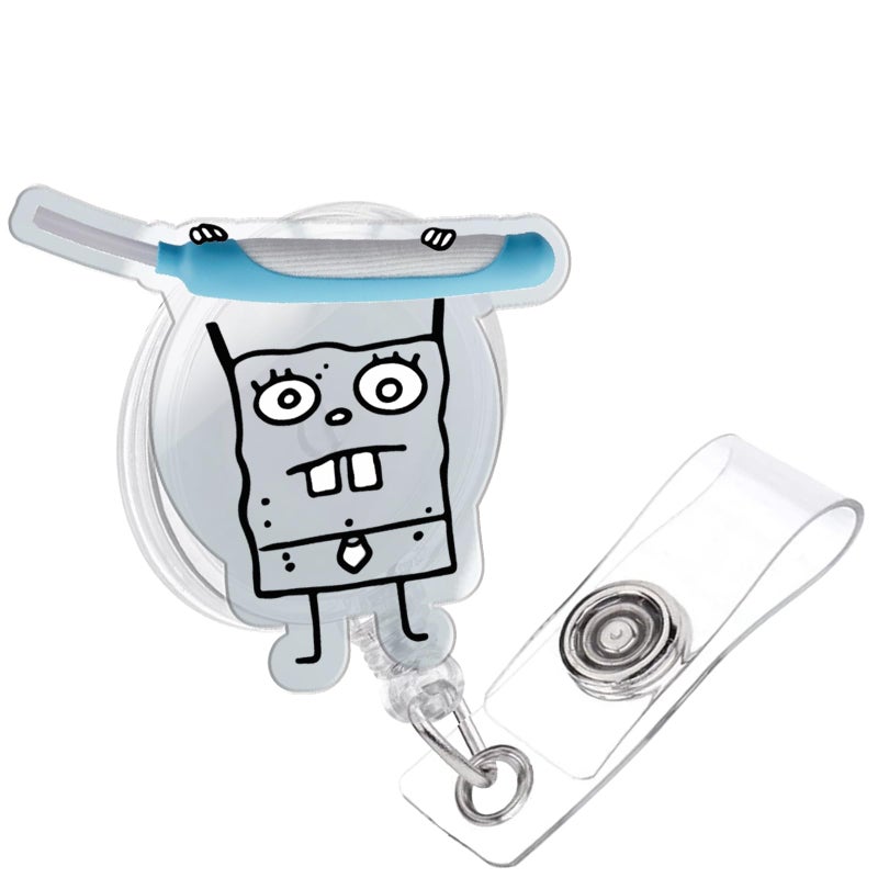 963RW Funny Badge Reel, DoodleBob Badge Holder Retractable with Glitter Alligator Clip, Cute Nurse Badge Reels for RN, MD, Critical Care, ICU, Healthcare, Work Accessor - Image 1