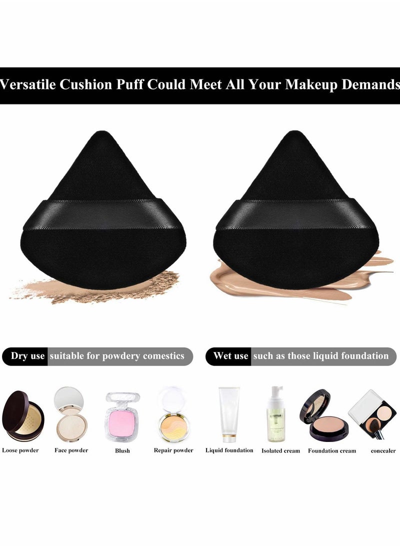 KASTWAVE - Powder Puff, Face Triangle Makeup Puff, For Loose Soft Body Cosmetic Foundation Sponge, Mineral Wet Dry Tool (Black, 12PCS) - Image 1