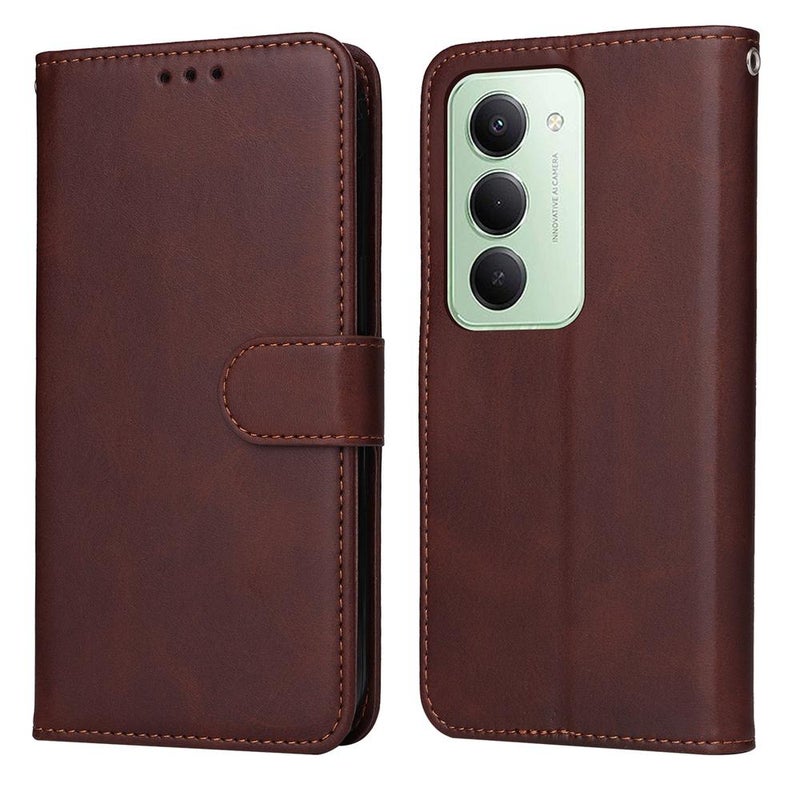 erorex For Redmi 15 5G Global / 15 4G SEA 169.5mm Classic Calf Texture Flip Leather Phone Case(Brown) - Image 1