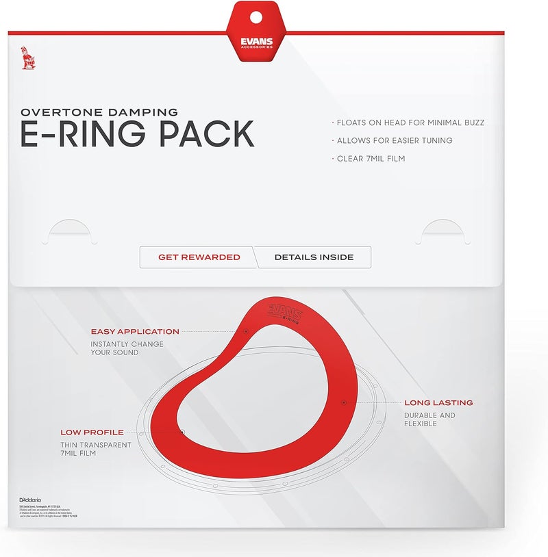 Evans E-Ring Pack for Drums - Rock Sizes 10, 12, 14, 16 - Image 3