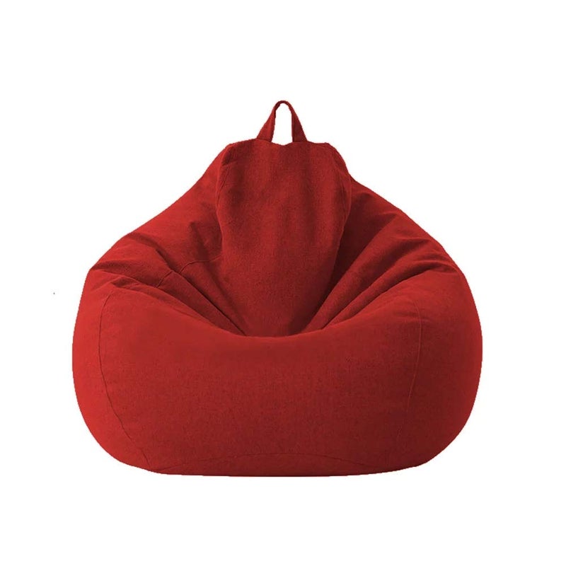 KODENG KODENG Large Small Lazy Sofas Cover Chairs Without Filler Linen Cloth Lounger Seat Bean Bag Pouf Puff Couch Tatami Living Room Beanbags RED 100x120cm 