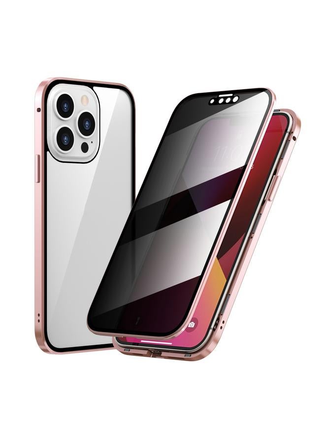 Zaboon Case For iPhone 13 Pro Anti-peeping Magnetic Metal Frame Double-sided Tempered Glass Phone Case - Image 1