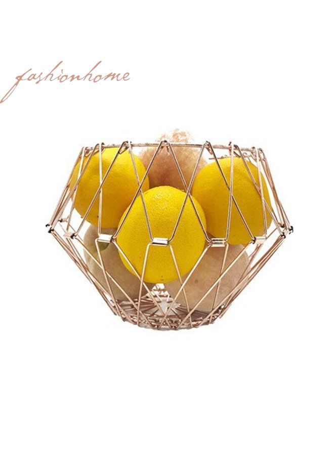 fashionhome سلة تخزين فواكه قابلة للطي من الفولاذ المقاوم للصدأ بأشكال متعددة وسلك مرن  - Image 4