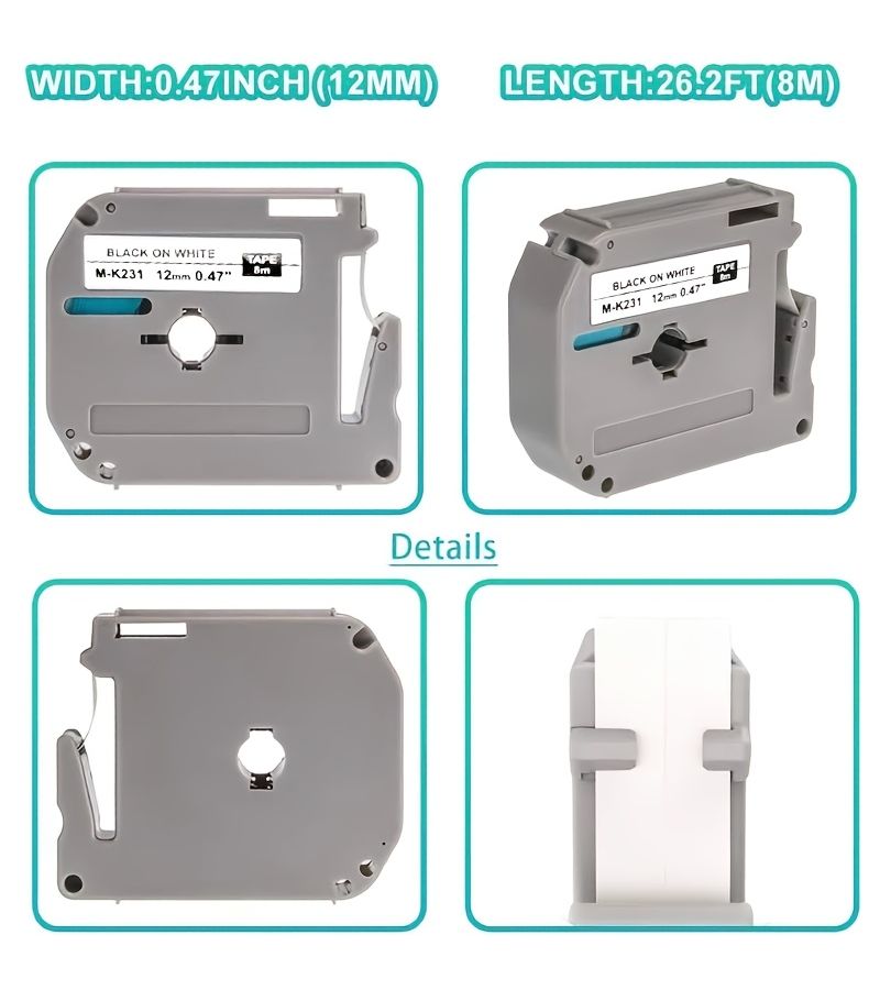 8 Pack Compatible Label Tape Cartridges For Brother P Touch Label Maker Tape 12mm 0.5 Inch 26.2ft Each - Image 4
