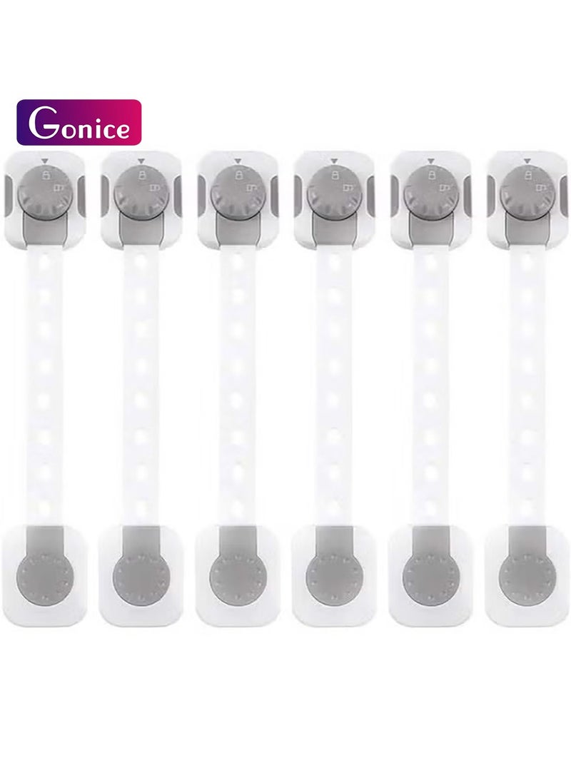 Gonice 6pcs Baby Safety Lock Child Safety locks MultiFunctional Adjustable Double Button Baby AntiClip Latch System for Cabinets Drawers Fridge Closet Doors Etc - Image 1