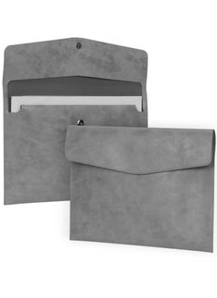 Generic File Folder, PU Leather A4 Document Holder File Organizer Filing Envelope Portfolio Case Tablet Sleeve with Magnetic Snap Closure for Home School Office Stationery Grey  - Image 1