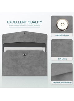 Generic File Folder, PU Leather A4 Document Holder File Organizer Filing Envelope Portfolio Case Tablet Sleeve with Magnetic Snap Closure for Home School Office Stationery Grey  - Image 2