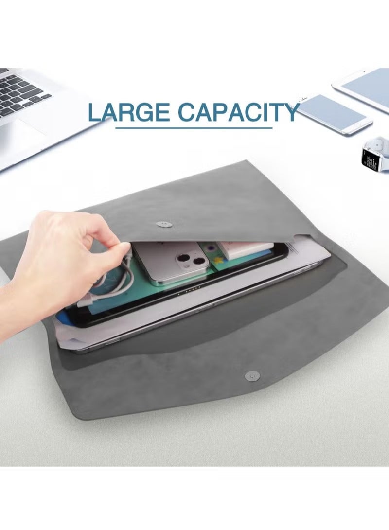 مجلد ملفات، مصنوع من جلد البولي يوريثان، حامل مستندات مقاس A4، منظم ملفات، مغلف، حافظة للكمبيوتر اللوحي مع إغلاق مغناطيسي للأدوات المدرسية والمكتبية باللون الرمادي - Image 3