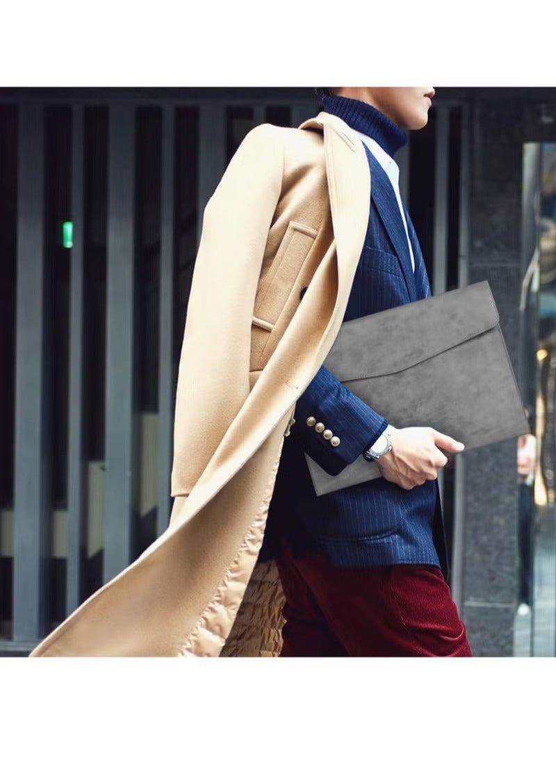 مجلد ملفات، مصنوع من جلد البولي يوريثان، حامل مستندات مقاس A4، منظم ملفات، مغلف، حافظة للكمبيوتر اللوحي مع إغلاق مغناطيسي للأدوات المدرسية والمكتبية باللون الرمادي - Image 5