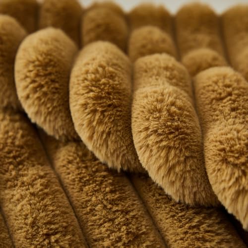 Sunday Praise Pack of 2,Double-Sided Faux Fur Plush Decorative Throw Pillow Covers 18x18 Inch Soft Fluffy Striped Couch Pillow Cases for Sofa Bed Home Décor Khaki - Image 4