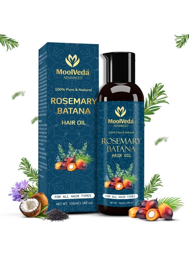 Moolveda Pure Rosemary Batana Oil for Hair Growth By Dr Sebi Sourced From Honduras | Promotes Thicker, Shiny, Stronger & Healthy Hair | Hair Fall Control | (100 ml) - Image 1