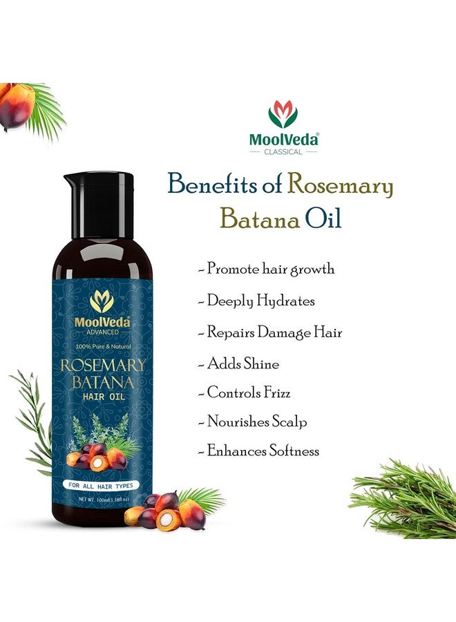 Moolveda Pure Rosemary Batana Oil for Hair Growth By Dr Sebi Sourced From Honduras | Promotes Thicker, Shiny, Stronger & Healthy Hair | Hair Fall Control | (100 ml) - Image 3